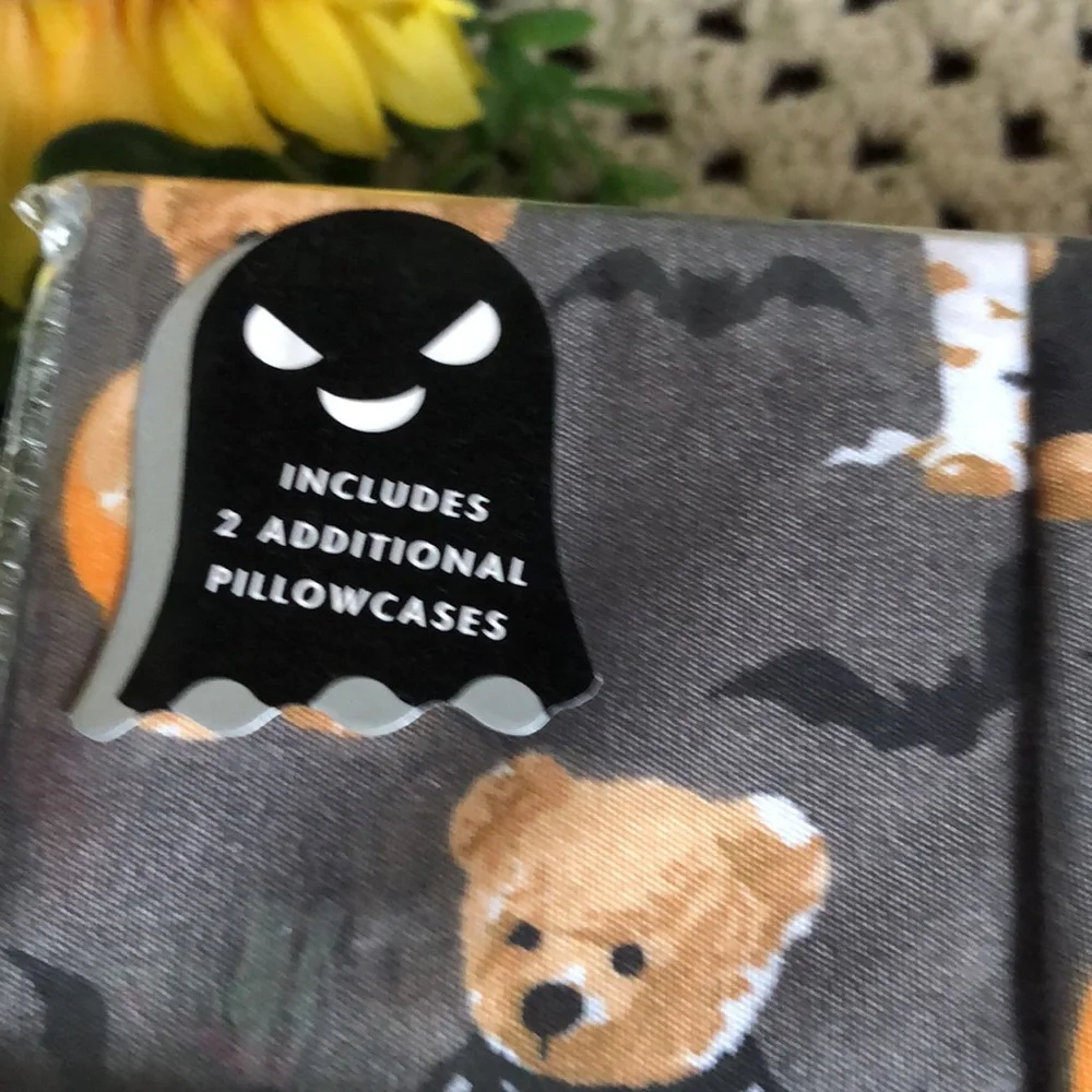 Halloween Gray Teddy Bear Costume QUEEN Sheet Set